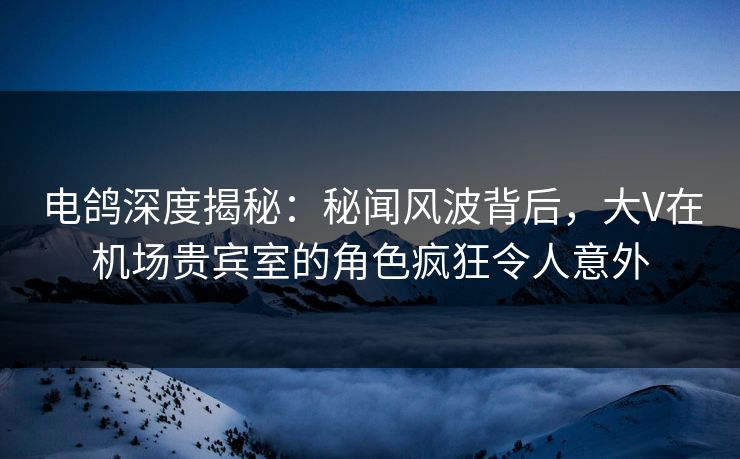 电鸽深度揭秘：秘闻风波背后，大V在机场贵宾室的角色疯狂令人意外