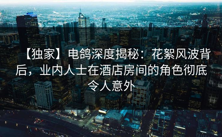 【独家】电鸽深度揭秘：花絮风波背后，业内人士在酒店房间的角色彻底令人意外
