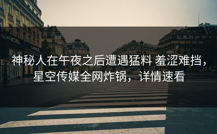 神秘人在午夜之后遭遇猛料 羞涩难挡，星空传媒全网炸锅，详情速看